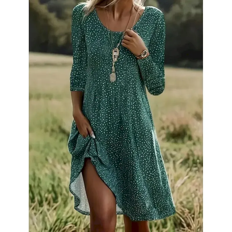 olzftn1755590280085.webp Women's Mini Dress T Shirt Dress Tee Dress Sundress A Line Dress Casual Boho Daily Holiday Date Regular Fit Floral Graphic Long Sleeve Crew Neck Light Green Pink Wine Red Summer Spring Fall Winter - Image 1